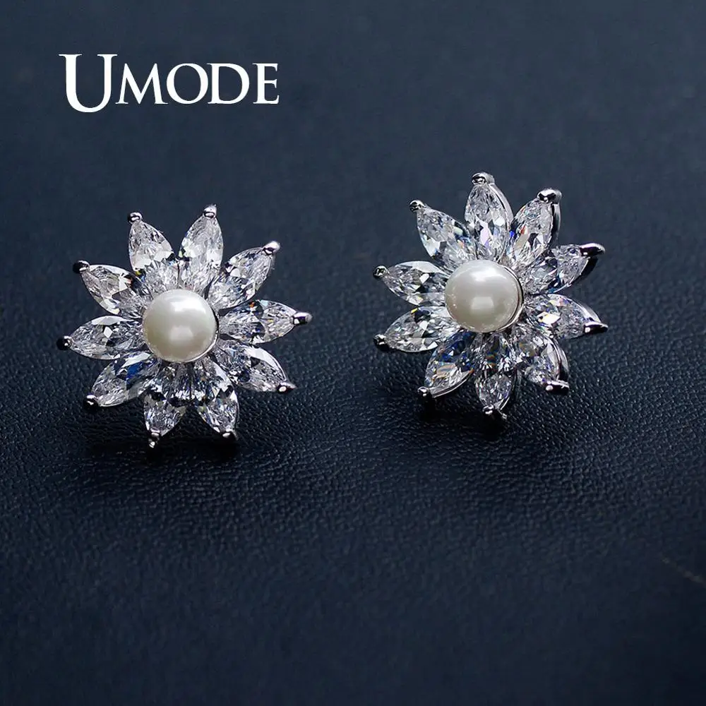 UMODE Flower Cubic Zircon Stud Earrings Freshwate Pearl Earrings for Women Korean Girls Style White Gold Wedding Jewelry UE0467
UMODE Flower Cubic Zircon Stud Earrings Freshwate Pearl Earrings for Women Korean Girls Style White Gold Wedding Jewelry UE0467