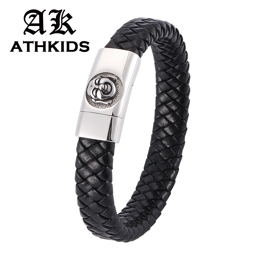 2019 Fashion Men Charm Bracelets Punk Black Leather Bracelets Stainless Steel Clasps Bracelet Men religion Jewelry PD0316
2019 Fashion Men Charm Bracelets Punk Black Leather Bracelets Stainless Steel Clasps Bracelet Men religion Jewelry PD0316