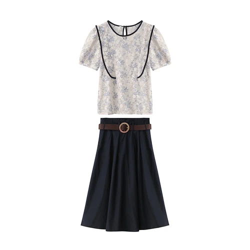 Fashion Print 2019 High Waist 2 Pcs Set A-line Brief Casual Two Piece Set Korean Lace Hollow Out Women's Sets
Fashion Print 2019 High Waist 2 Pcs Set A-line Brief Casual Two Piece Set Korean Lace Hollow Out Women's Sets