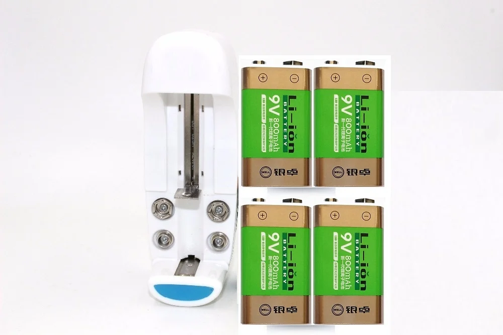 9V 4pcs 800mAh li-ion lithium Rechargeable 9 Volt Battery + AA AAA 18650 14500 CR123A charger set
9V 4pcs 800mAh li-ion lithium Rechargeable 9 Volt Battery + AA AAA 18650 14500 CR123A charger set