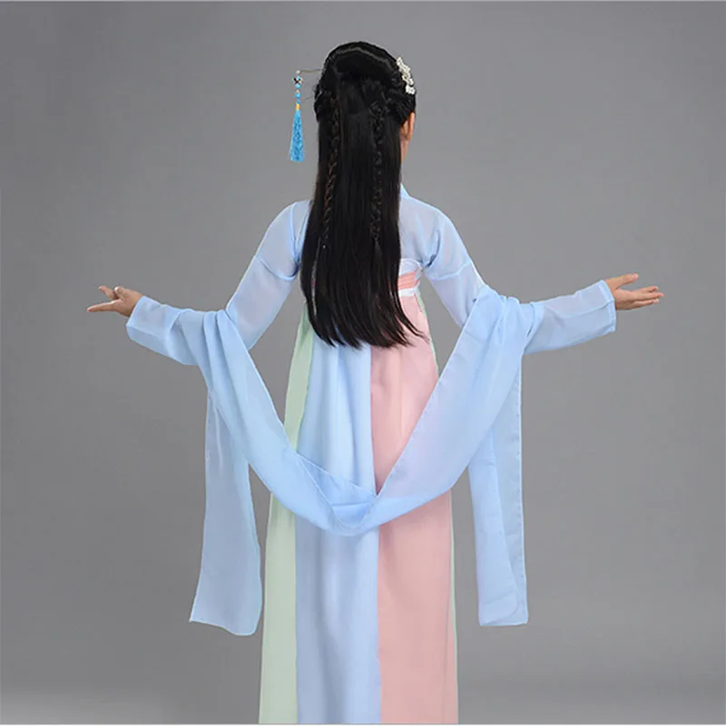 Chinese Vintage Dress for Kids Costume Light Blue Green Lavender Pink Tulle Girls Gowns Child's Ceremony | Детская одежда и