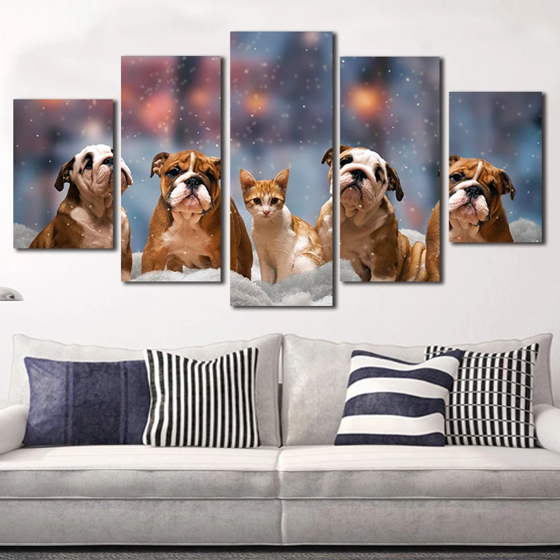cute dog and cat Paintings For Living Room Wall Animal Canvas Painting 5 Panel Decorative Pictures Canvas Art
cute dog and cat Paintings For Living Room Wall Animal Canvas Painting 5 Panel Decorative Pictures Canvas Art