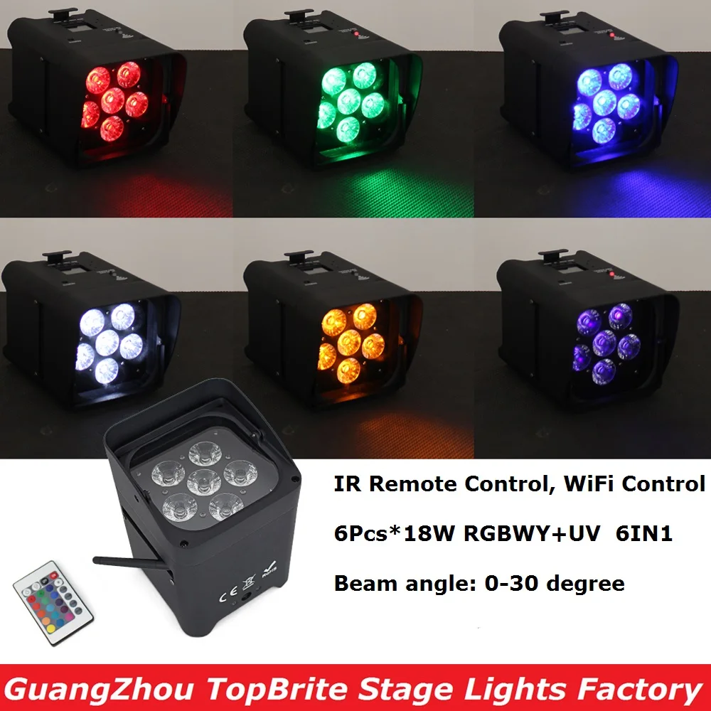 1Pcs/Lot Discount Price 6X18W 6IN1 RGBWY-UV LED Wireless DMX Battery Powered Effect Light With IR Remote Control Fast Shipping
1Pcs/Lot Discount Price 6X18W 6IN1 RGBWY-UV LED Wireless DMX Battery Powered Effect Light With IR Remote Control Fast Shipping