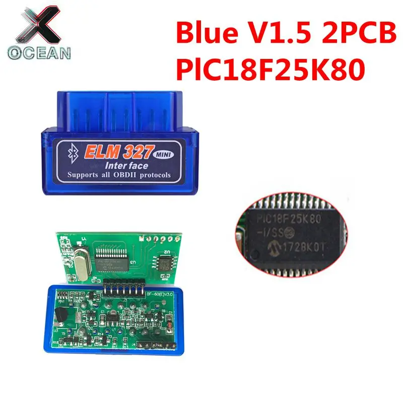 OBDII ELM327 PIC18F25K80 BT V1.5 Auto Scanner ELM 327 2PCB PIC18F25K80 OBDII Diagnostic Scanner Hardware 1.5
OBDII ELM327 PIC18F25K80 BT V1.5 Auto Scanner ELM 327 2PCB PIC18F25K80 OBDII Diagnostic Scanner Hardware 1.5