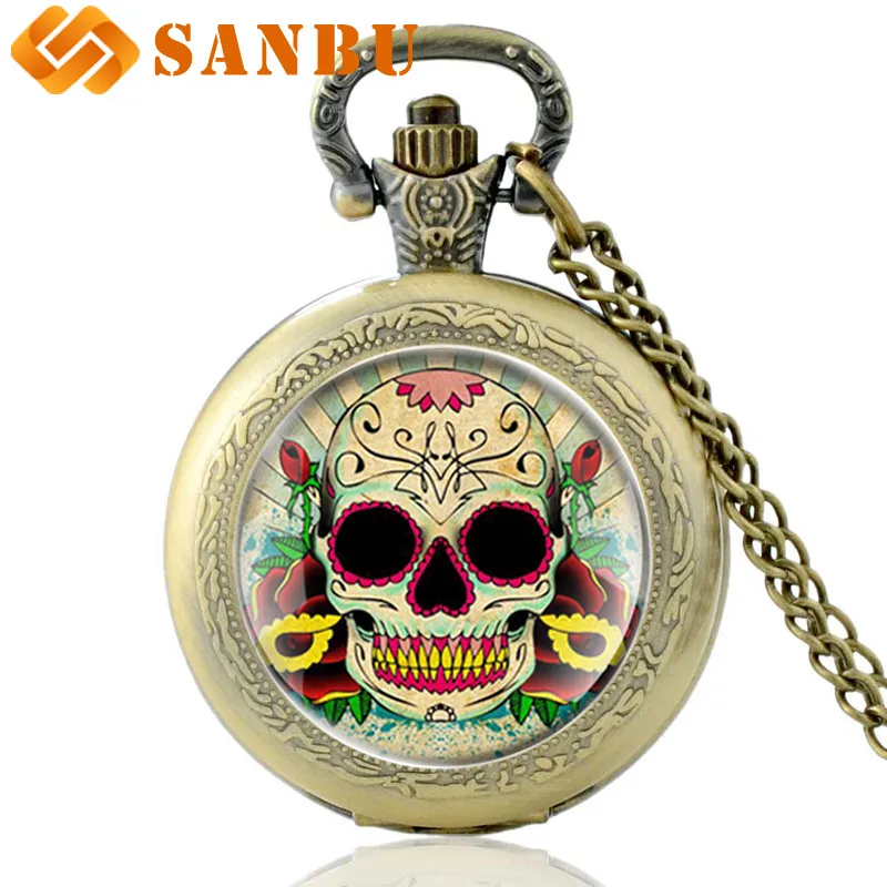 New Fashion Skeleton Skull Punk Quartz Pocket Watch Vintage Men Women Steampunk Pendant Necklace
New Fashion Skeleton Skull Punk Quartz Pocket Watch Vintage Men Women Steampunk Pendant Necklace