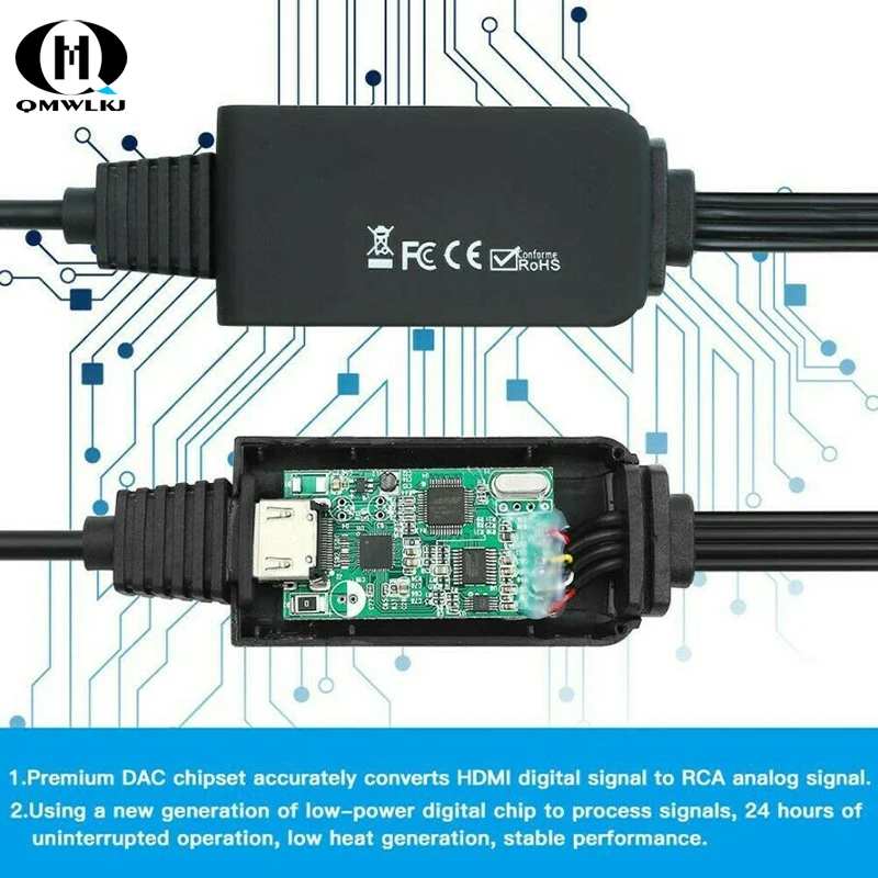 HDMI мужчина к 3 RCA Видео Аудио AV кабель конвертер аудио видео адаптер для 1080P HDTV DVD