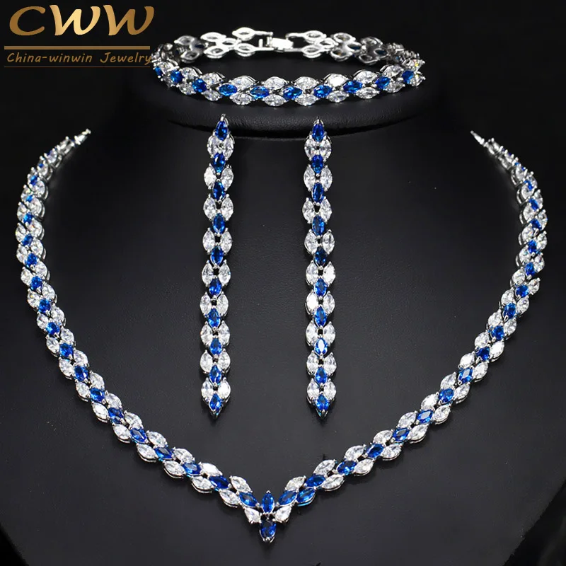 CWWZircons 3 Piece Royal Blue Cubic Zirconia Womens Wedding Party Costume Jewelry Necklace Earring Bracelet Set For Brides T038
CWWZircons 3 Piece Royal Blue Cubic Zirconia Womens Wedding Party Costume Jewelry Necklace Earring Bracelet Set For Brides T038