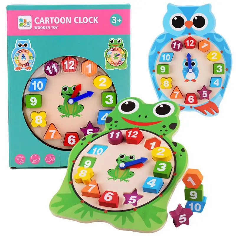 Cartoon Animal Digital Clock Toy Watch Wooden Educational Frog Shape Early Childhood Education Kindergarten Children | Игрушки и хобби