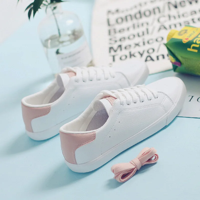 Women White Shoes All Match Must Have 2019 Spring New Lady Soft Leather Shoe Casual Pink Shoes Lace Up Chic Sneaker Good Quality
Women White Shoes All Match Must Have 2019 Spring New Lady Soft Leather Shoe Casual Pink Shoes Lace Up Chic Sneaker Good Quality
