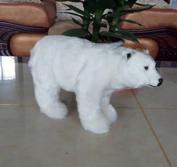 

Милая имитация белого медведя, игрушка ручной работы из смолы и меха, кукла Белого Полярного Медведя, подарок около 33x21 см 2999
