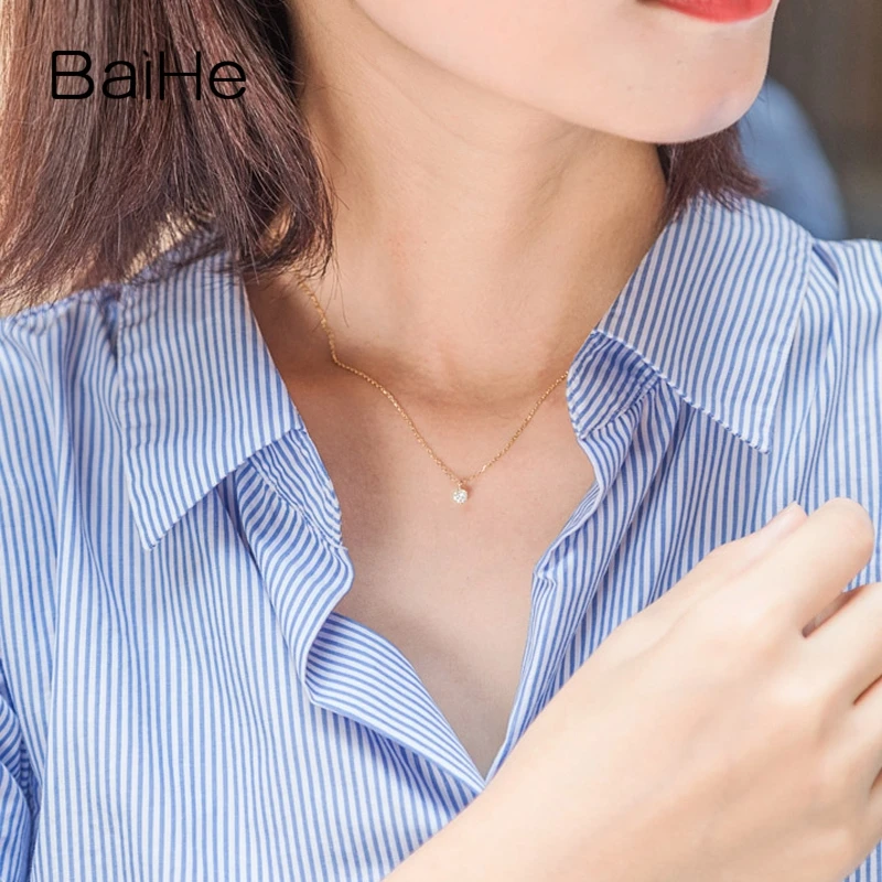 BAIHE Solid 18K Yellow Gold 0.10CT H/SI Natural Diamond Wedding Women Trendy Fine Jewelry Beautiful round diamond Gift Necklaces
BAIHE Solid 18K Yellow Gold 0.10CT H/SI Natural Diamond Wedding Women Trendy Fine Jewelry Beautiful round diamond Gift Necklaces