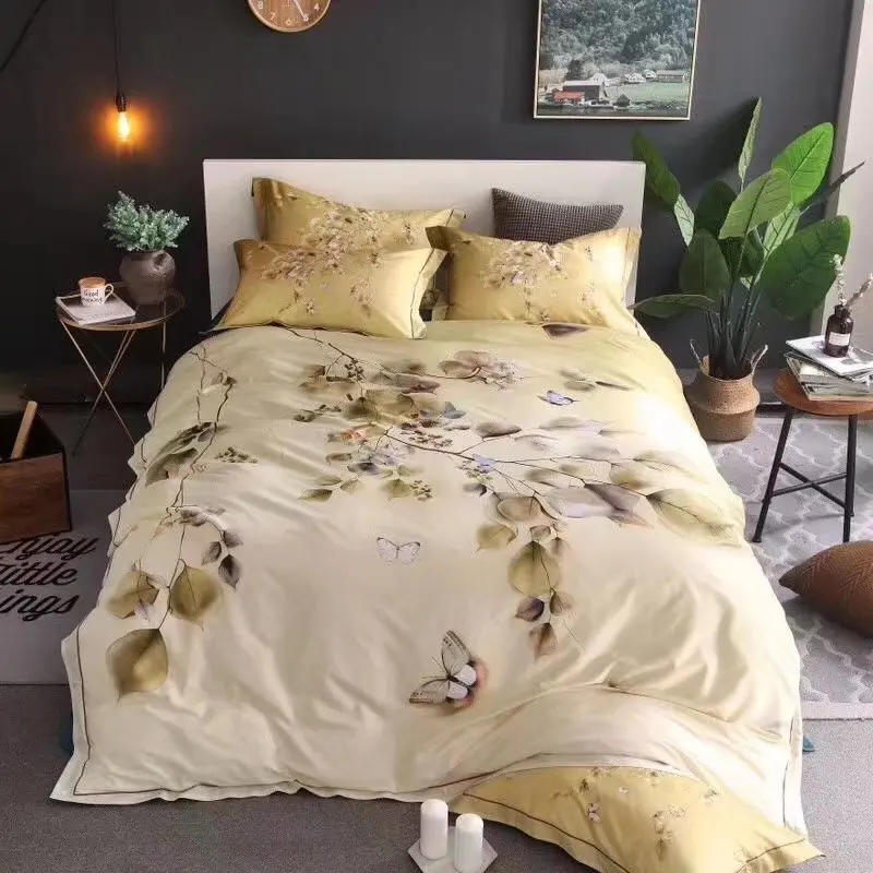 Luxury yellow 100S Egyptian cotton digital printing Bedding sets Queen King flower Duvet cover Bed sheet set Pillowcases 4pcs
Luxury yellow 100S Egyptian cotton digital printing Bedding sets Queen King flower Duvet cover Bed sheet set Pillowcases 4pcs