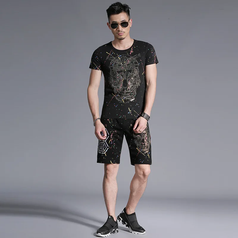 European style creative skull 3D printing fashion t shirt and shorts set Summer 2018 New high-quality cotton tracksuit men M-4XL
European style creative skull 3D printing fashion t shirt and shorts set Summer 2018 New high-quality cotton tracksuit men M-4XL