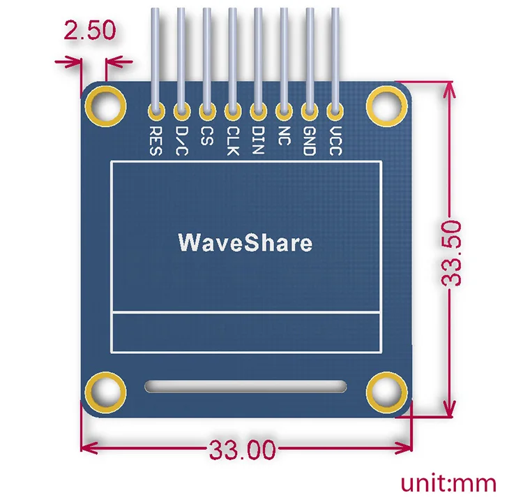 0.96inch OLED (A),0.96inch display,SPI/I2C interfaces,horizontal pinheader,SSD1306 chip,Yellow,Blue color,wide Visible Angle 
0.96inch OLED (A),0.96inch display,SPI/I2C interfaces,horizontal pinheader,SSD1306 chip,Yellow,Blue color,wide Visible Angle