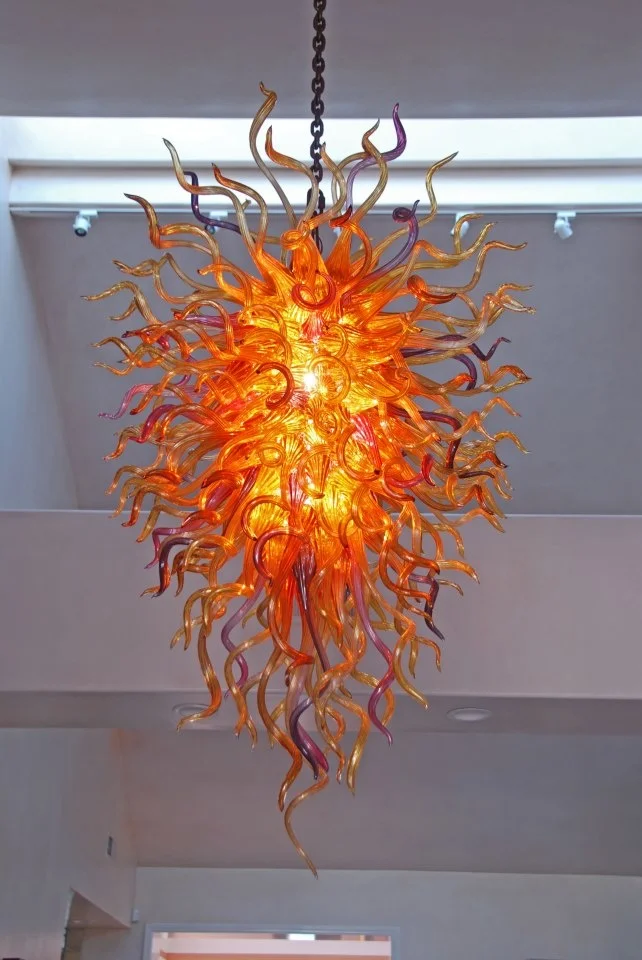 

Top Design Murano Glass Chandelier Colored Glass Long Chain Chandelier Lamps for Home Hotel Lobby Decoration