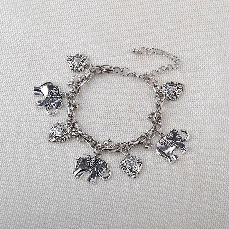 Vintage Lucky Elephant Heart Pendant Bracelets For Women Charms Anklet | Украшения и аксессуары