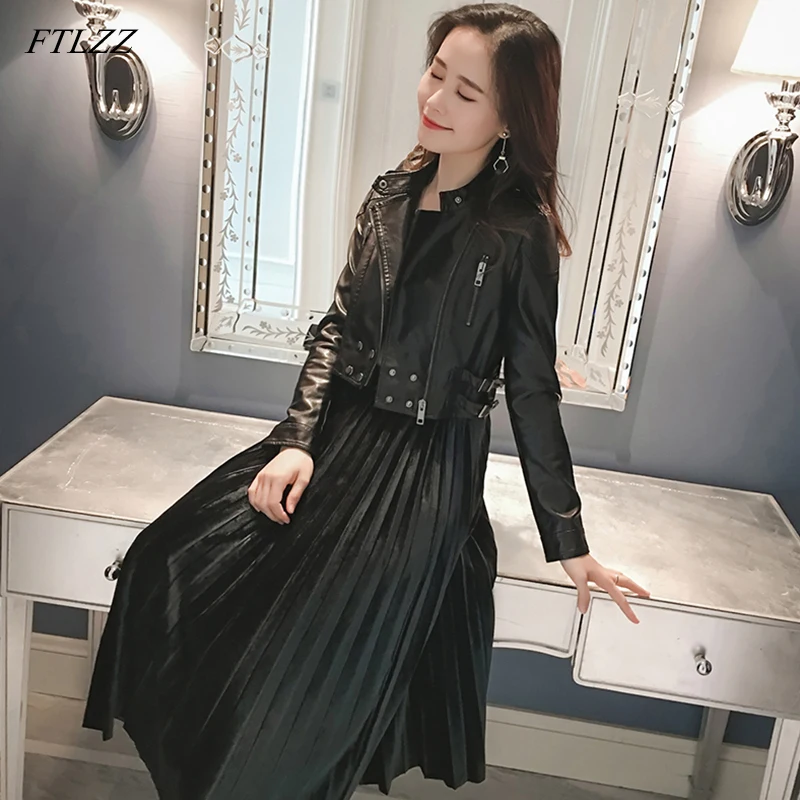 FTLZZ Faux Leather Jacket Women Motorcycle Casual Pu Leather Short Coats Slim Black Rivet Zipper Motorcycle Pink Jackets
FTLZZ Faux Leather Jacket Women Motorcycle Casual Pu Leather Short Coats Slim Black Rivet Zipper Motorcycle Pink Jackets