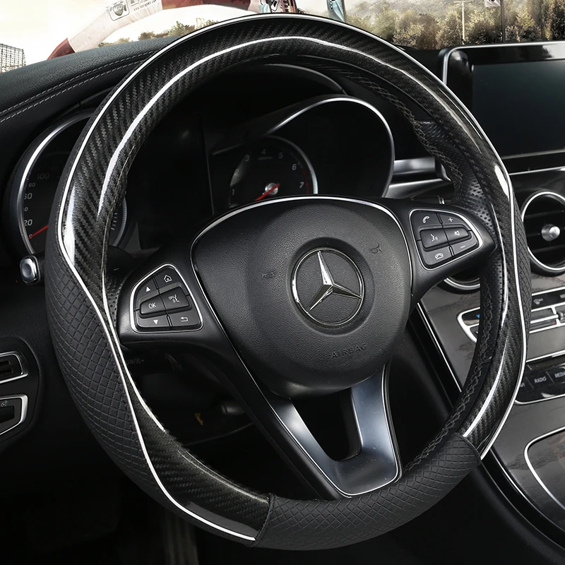 Carbon Fiber Cowhide Car Steering Wheel Cover 38CM Non-slip Wear-resistant Sweat Absorbing Fashion Sports Steering Wheel Cover
Carbon Fiber Cowhide Car Steering Wheel Cover 38CM Non-slip Wear-resistant Sweat Absorbing Fashion Sports Steering Wheel Cover