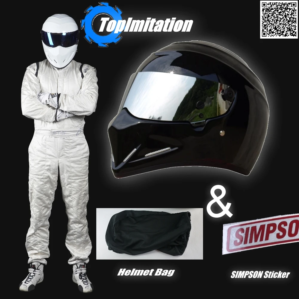 The Grand Tour Stig Helmet / Motorcycle Motorbike Carting Helmet / Bright Black Color & Silver Visor Helmet + SIMPSON Sticker
The Grand Tour Stig Helmet / Motorcycle Motorbike Carting Helmet / Bright Black Color & Silver Visor Helmet + SIMPSON Sticker
