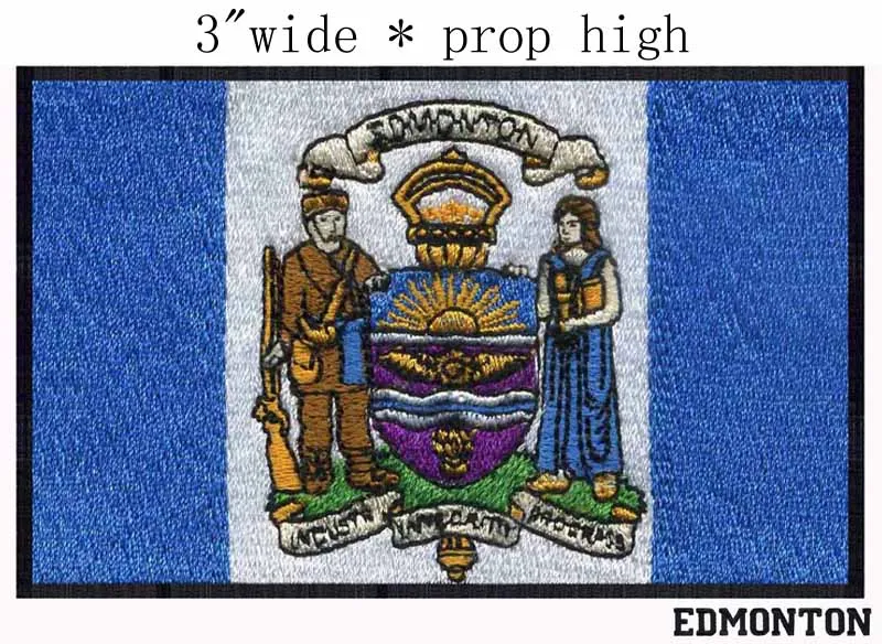 Edmonton, Alberta Canada Flag3" wide embroidery patch for bluecolor/white stripes/one boy and girl
Edmonton, Alberta Canada Flag3" wide embroidery patch for bluecolor/white stripes/one boy and girl