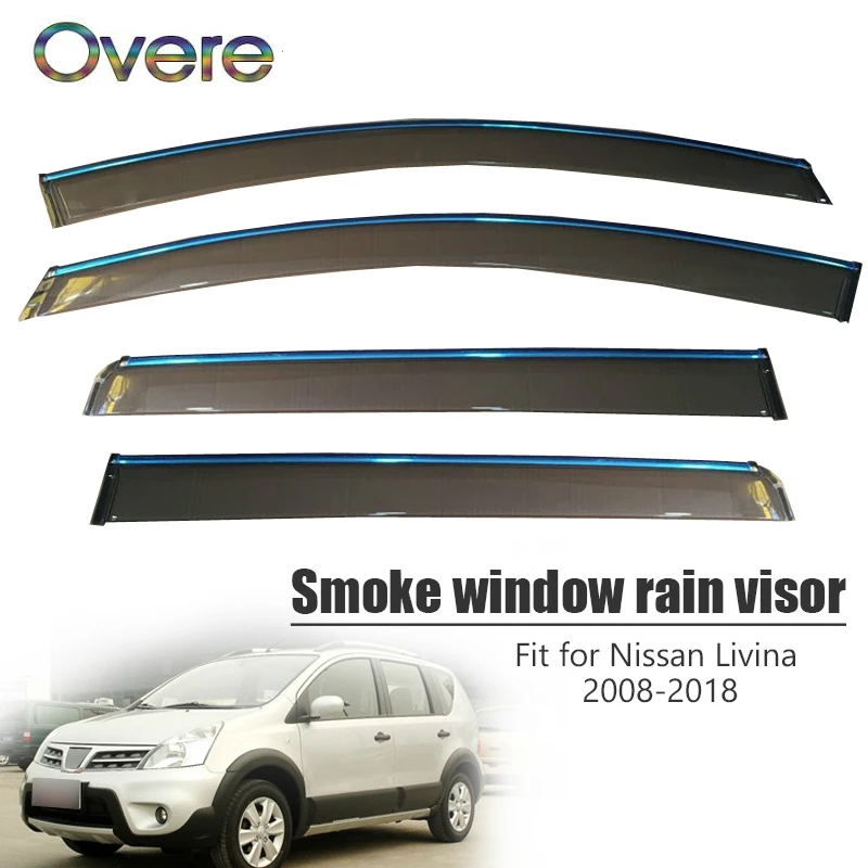 Overe 4 шт/1 Набор Дымовое окно дождевой козырек для Nissan Livina L10 L11 2008-2018 Стайлинг ABS навесы укрытия аксессуары для защиты
Overe 4 шт/1 Набор Дымовое окно дождевой козырек для Nissan Livina L10 L11 2008-2018 Стайлинг ABS навесы укрытия аксессуары для защиты