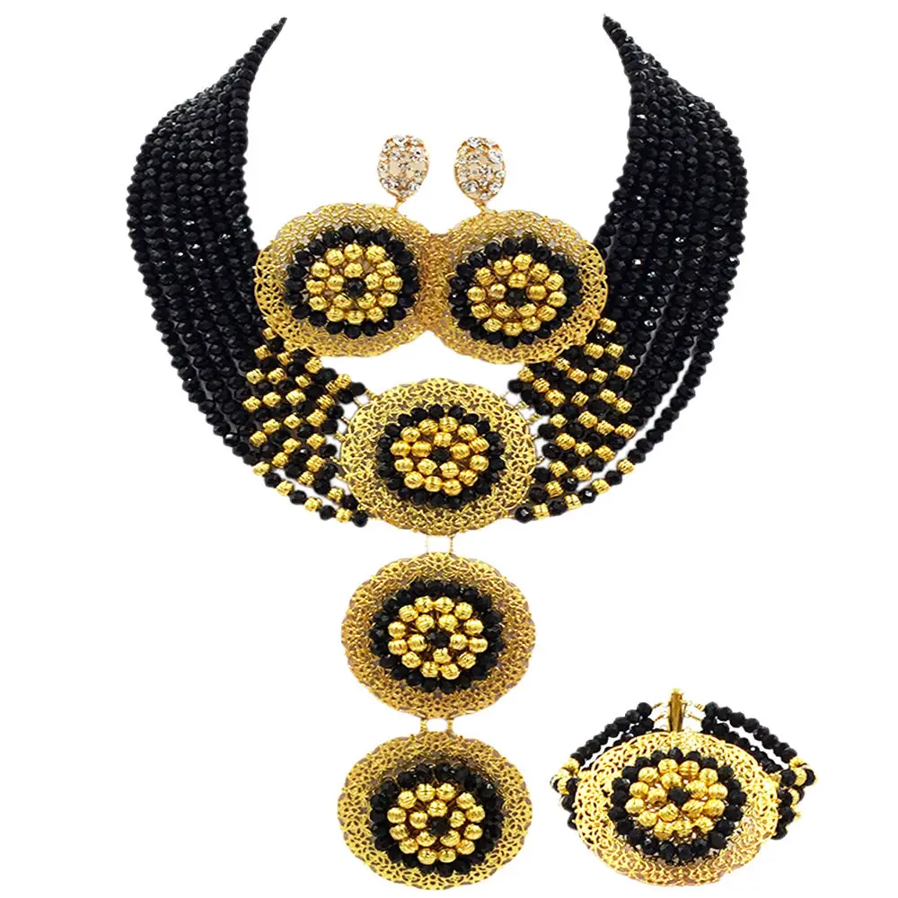 Black African Beads Jewelry Set Crystal Necklace Bracelet Earrings Nigerian Wedding Accessories Party Jewelry Sets 8-3PH01
Black African Beads Jewelry Set Crystal Necklace Bracelet Earrings Nigerian Wedding Accessories Party Jewelry Sets 8-3PH01