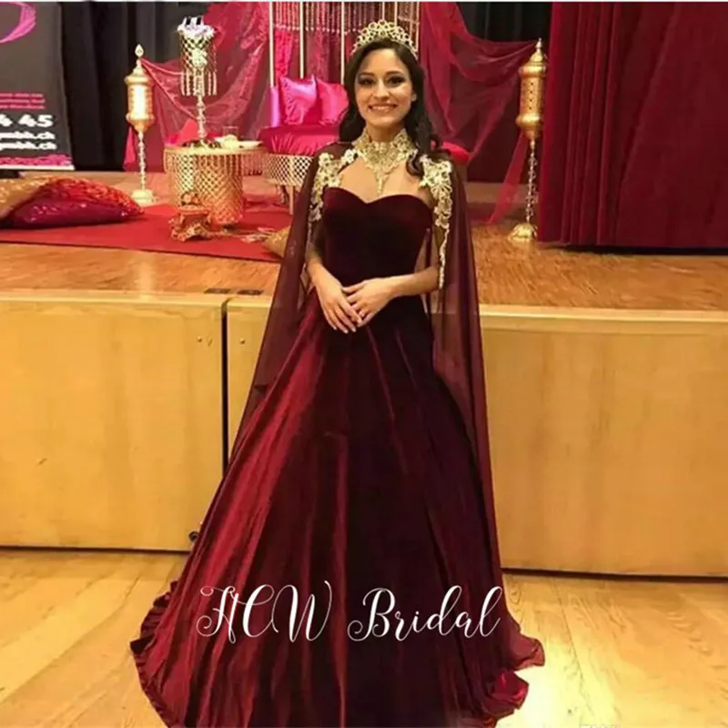 High Quality Burgundy Velvet Evening Dress With Cloak Gold Lace A Line Floor Length Long Formal Occasion Dresses Custom Made
High Quality Burgundy Velvet Evening Dress With Cloak Gold Lace A Line Floor Length Long Formal Occasion Dresses Custom Made