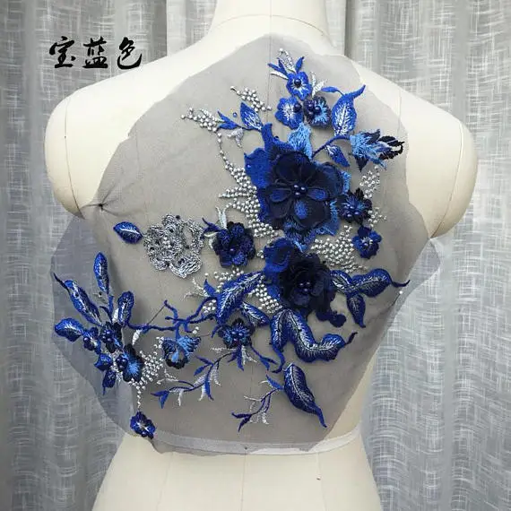 2 Pieces Blue And Gold Lace Applique Heavy Bead Lace Applique, 3D Lace Applique With Rhinestones Bridal Applique
2 Pieces Blue And Gold Lace Applique Heavy Bead Lace Applique, 3D Lace Applique With Rhinestones Bridal Applique