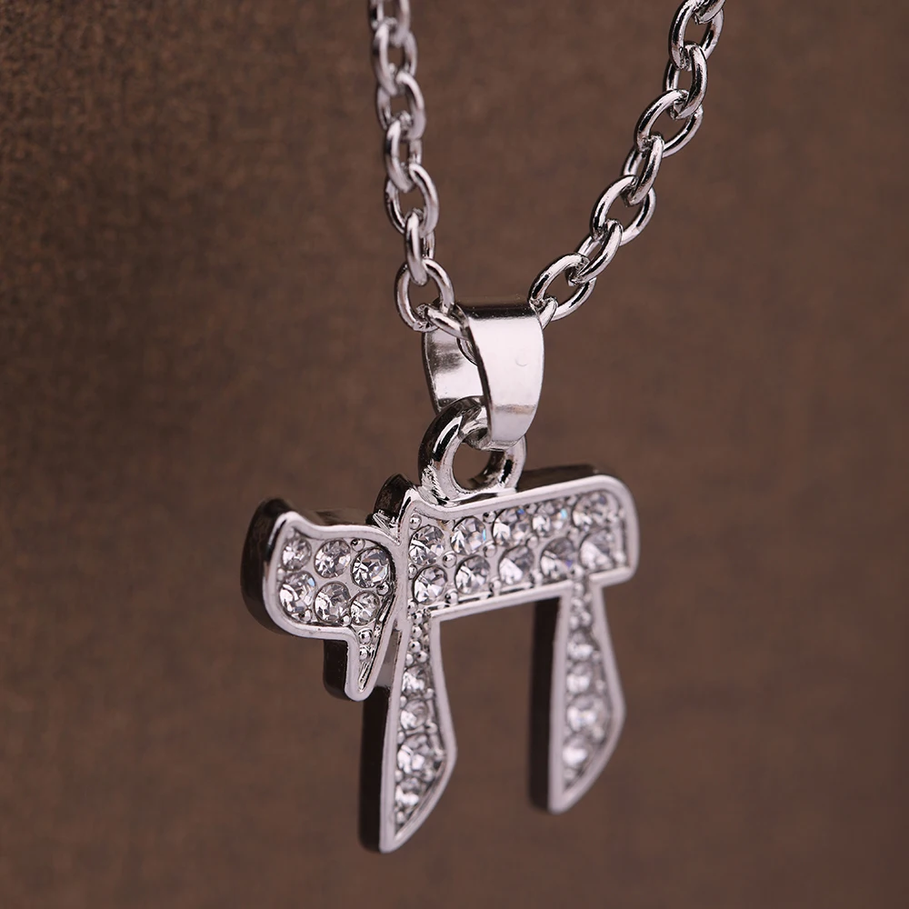 EUEAVAN 10 шт. хрустальное ожерелье с подвеской чаи иврит надписью для жизни и видным