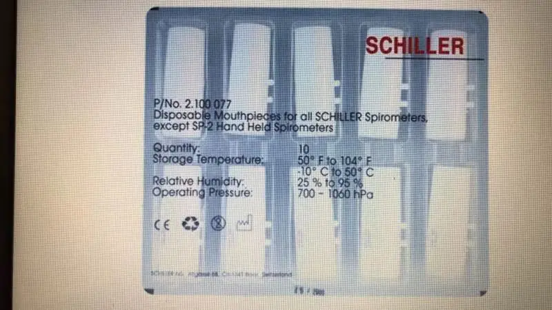 P/N 2.100077 одноразовые мундштуки для всех спирометров Schiller, кроме ручных спирометров, упаковка из 10 новых, оригинальных
P/N 2.100077 одноразовые мундштуки для всех спирометров Schiller, кроме ручных спирометров, упаковка из 10 новых, оригинальных