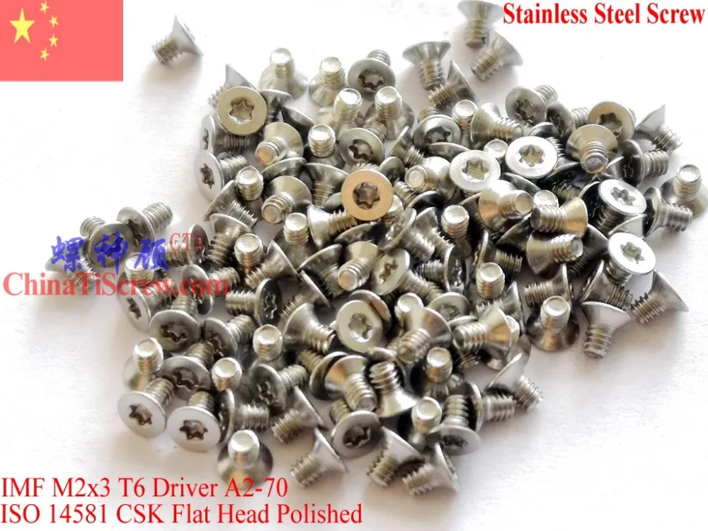 ISO 14581 Stainless Steel Screws M2x3 Flat Head Torx T6 Drive A2-70 Polished 100 pcs ROHS
ISO 14581 Stainless Steel Screws M2x3 Flat Head Torx T6 Drive A2-70 Polished 100 pcs ROHS