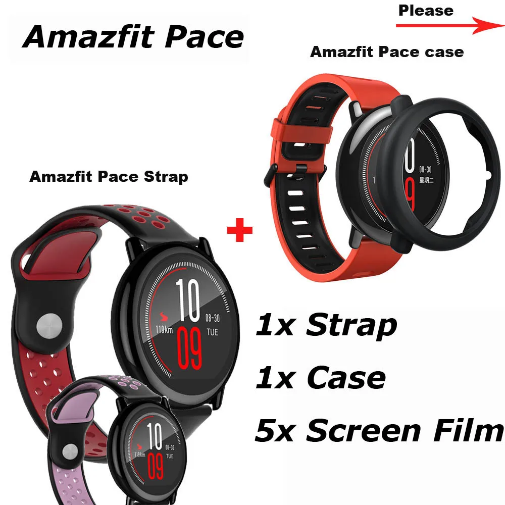 7/лот для Xiaomi Huami Amazfit Pace ремешок часов браслет силиконовый Pulsera Correa Band защитный