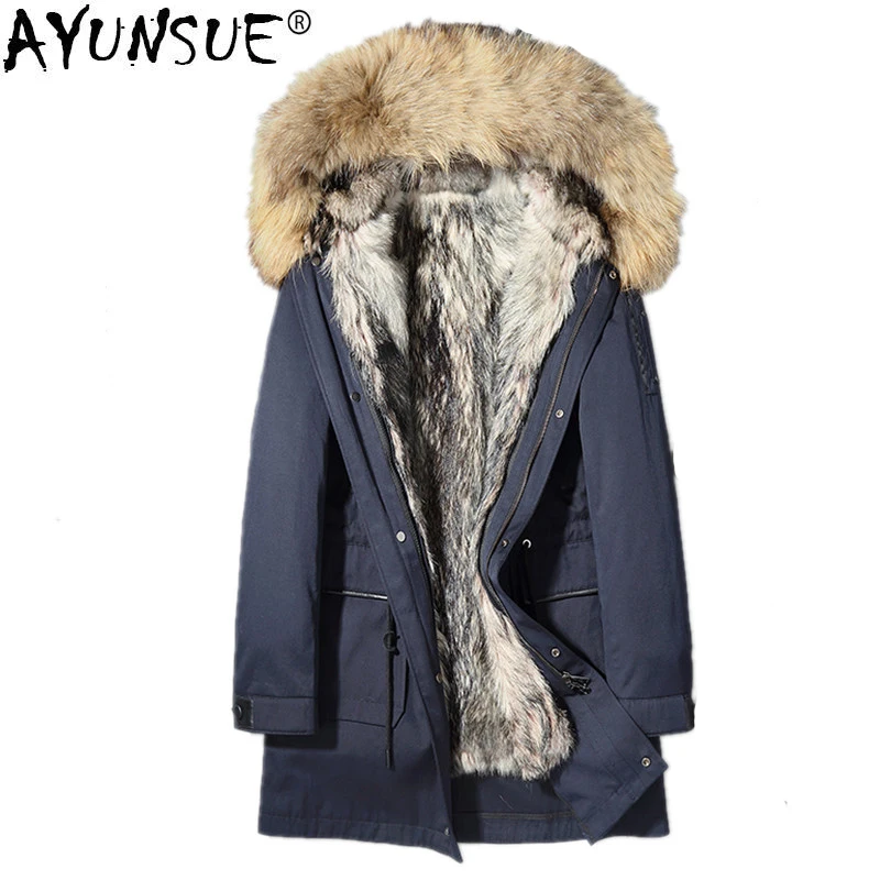 AYUNSUE Parka Homme Winter Jacket Men Natural Wolf Fur Liner Long Coat Mens Raccoon Fur Collar Parkas 4xl L18-5500 MY1453
AYUNSUE Parka Homme Winter Jacket Men Natural Wolf Fur Liner Long Coat Mens Raccoon Fur Collar Parkas 4xl L18-5500 MY1453