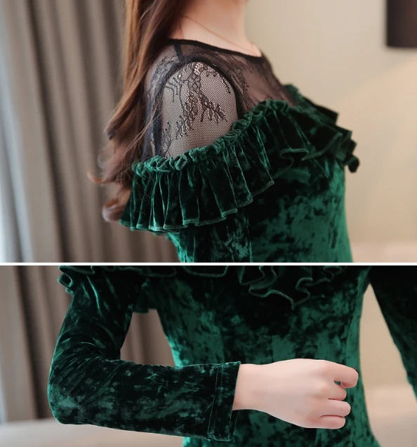 Ladies Tops Tunique Femme Women's Shirts Lace Velvet Patchwork Clothes For Women Camisas Mujer Chic Blusa Feminina Chemise Femme
Ladies Tops Tunique Femme Women's Shirts Lace Velvet Patchwork Clothes For Women Camisas Mujer Chic Blusa Feminina Chemise Femme