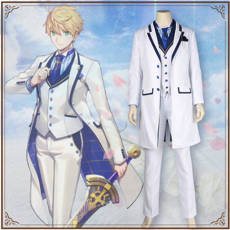 Fate Grand Order Косплей Костюм Артура пендригона косплей костюм белый день Святого