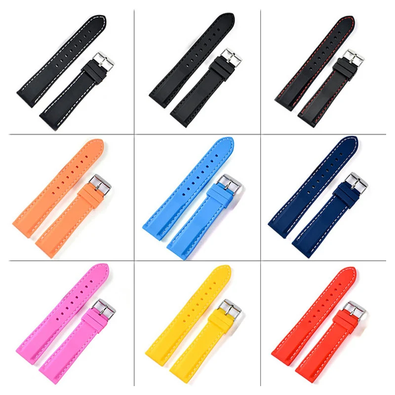 Watchbands For Sport Watch New Fashion Trendy Army Military Silicone Rubber Strap Colorful Wrist Band 18mm 20mm 22mm 24mm | Наручные часы