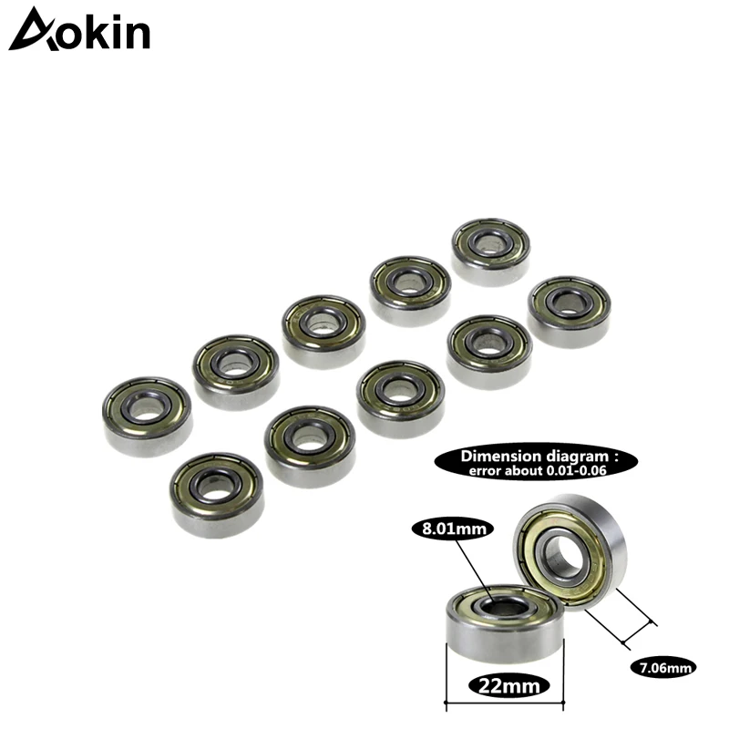 608ZZ Bearing 8x22x7 mm 10pcs Double Shielded Miniature High-carbon Steel Single Row ABEC-5 Deep Groove Ball Bearing
608ZZ Bearing 8x22x7 mm 10pcs Double Shielded Miniature High-carbon Steel Single Row ABEC-5 Deep Groove Ball Bearing
