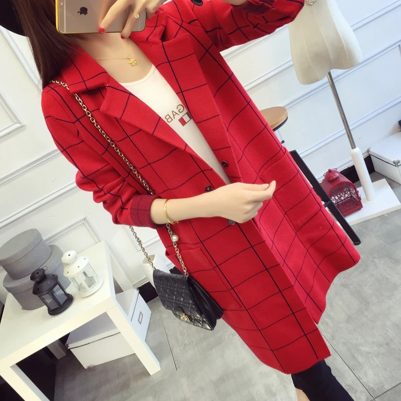 Spring Autumn Fashion Women Knit Sweater Cardigan Jacket Plaid Outwear Tops Women Coats Long Sweater Cardigan RE2537
Spring Autumn Fashion Women Knit Sweater Cardigan Jacket Plaid Outwear Tops Women Coats Long Sweater Cardigan RE2537