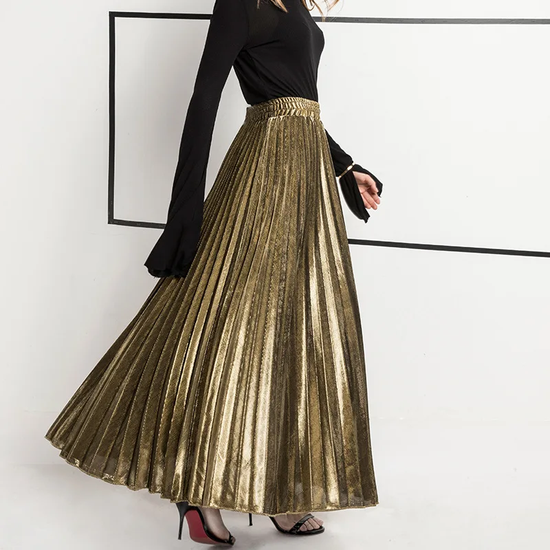 Danjeaner Fashion Women's High Waist Pleated Solid Color Length Elastic Skirt Promotions Lady Gold Sliver Party Casual Skirts
Danjeaner Fashion Women's High Waist Pleated Solid Color Length Elastic Skirt Promotions Lady Gold Sliver Party Casual Skirts