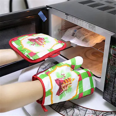 Рукавицы для духовки теплостойкий коврик Рождественский кухонный декор товары