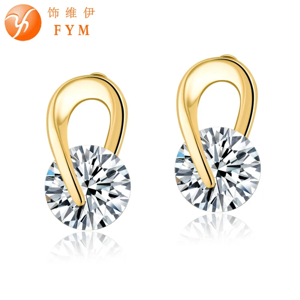 Fashion Round Simple Style Wedding Stud Earrings for Bride Gold Color CZ Jewelry Earring for Women Woman Party Gift
Fashion Round Simple Style Wedding Stud Earrings for Bride Gold Color CZ Jewelry Earring for Women Woman Party Gift