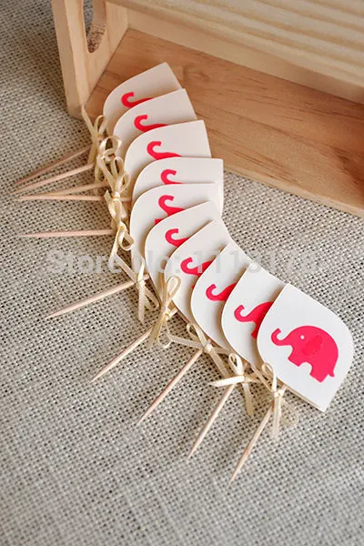 

Gender Neutral Baby Shower Decorations - Elephant Cupcake Toppers picks Birthday Cupcake Topper, wedding party cake topper24pcs