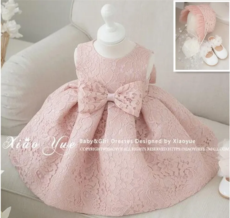

Newest Infant Baby Girl Dress 1 Year Birthday Dresses Baptism Christening Easter Gown Toddler Princess Dress for 3-18M With Hat