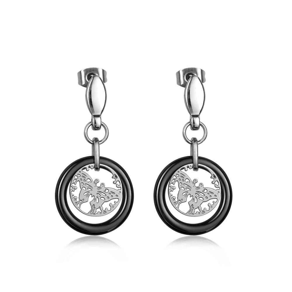 Fashion Stainless Steel Butterfly Earrings 18mm Round Black & White Ceramic Drop Earrings For Women Luxury Women Dangle Earrings
Fashion Stainless Steel Butterfly Earrings 18mm Round Black & White Ceramic Drop Earrings For Women Luxury Women Dangle Earrings