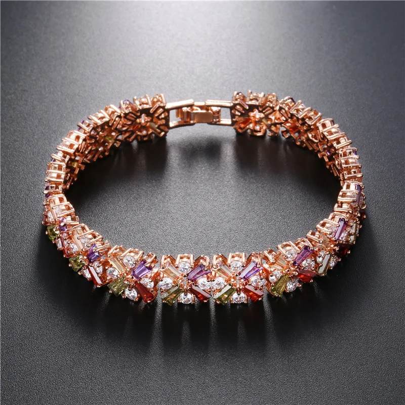 Bilincolor high quality fashion trendy rose gold multicolor cubic zirconia flower wedding bracelet for women
Bilincolor high quality fashion trendy rose gold multicolor cubic zirconia flower wedding bracelet for women