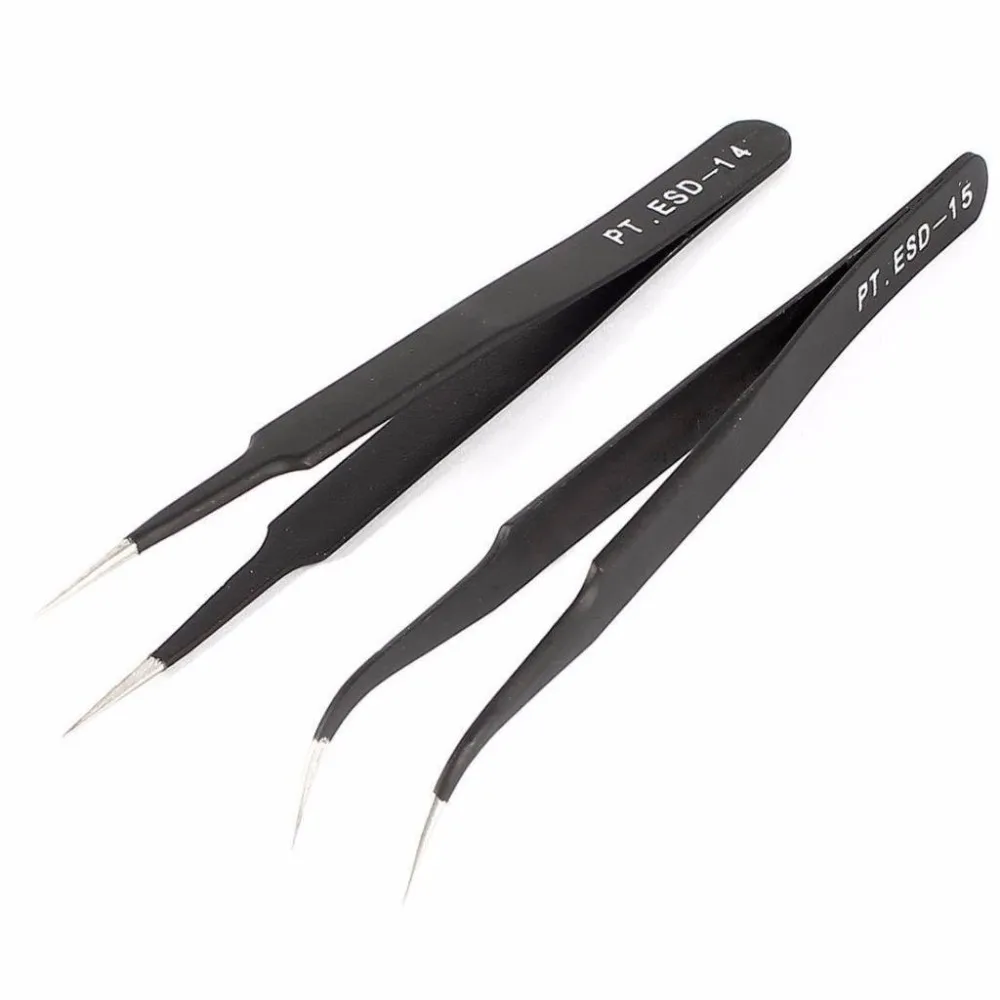 2pcs Wholesale Anti-static Curved Straight Tip Forceps Precision Electronic ESD Tweezers Tool Soldering Tweezers
2pcs Wholesale Anti-static Curved Straight Tip Forceps Precision Electronic ESD Tweezers Tool Soldering Tweezers