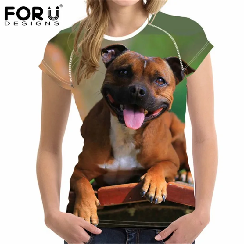 FORUDESIGNS Cool Animal American Staffordshire Terrier Dogs Print Woman's T Shirts Brand Clothing O Neck Short Tees Fit T-shirt
FORUDESIGNS Cool Animal American Staffordshire Terrier Dogs Print Woman's T Shirts Brand Clothing O Neck Short Tees Fit T-shirt