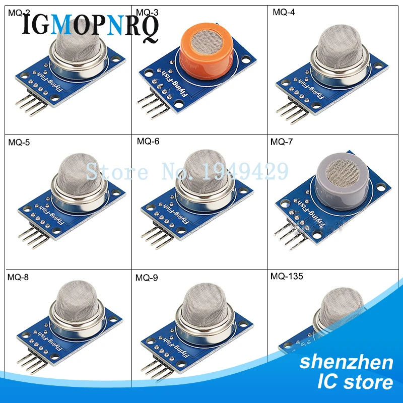 9pcs Gas detection module MQ-2 MQ-3 MQ -4 MQ-5 MQ-6 MQ-7 MQ-8 MQ-9 MQ-135 each 1pcs
9pcs Gas detection module MQ-2 MQ-3 MQ -4 MQ-5 MQ-6 MQ-7 MQ-8 MQ-9 MQ-135 each 1pcs
