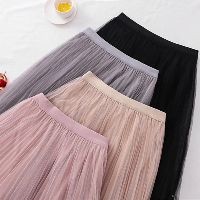 NORMOV 2019 Summer Long Skirts For Women High Waist Pleated Beading Tutu A-line Mesh Skirts Female Solid Pink Black Skirts
NORMOV 2019 Summer Long Skirts For Women High Waist Pleated Beading Tutu A-line Mesh Skirts Female Solid Pink Black Skirts