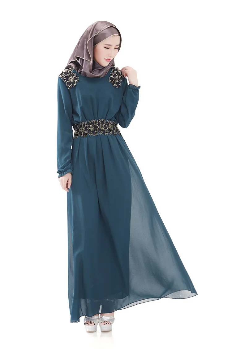 Фото Новый мусульманская одежда исламские шифоновое длинное платье тонкая талия с